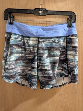 Ivivva By Lululemon Girls Athletic Shorts with Light Blue Waistband
